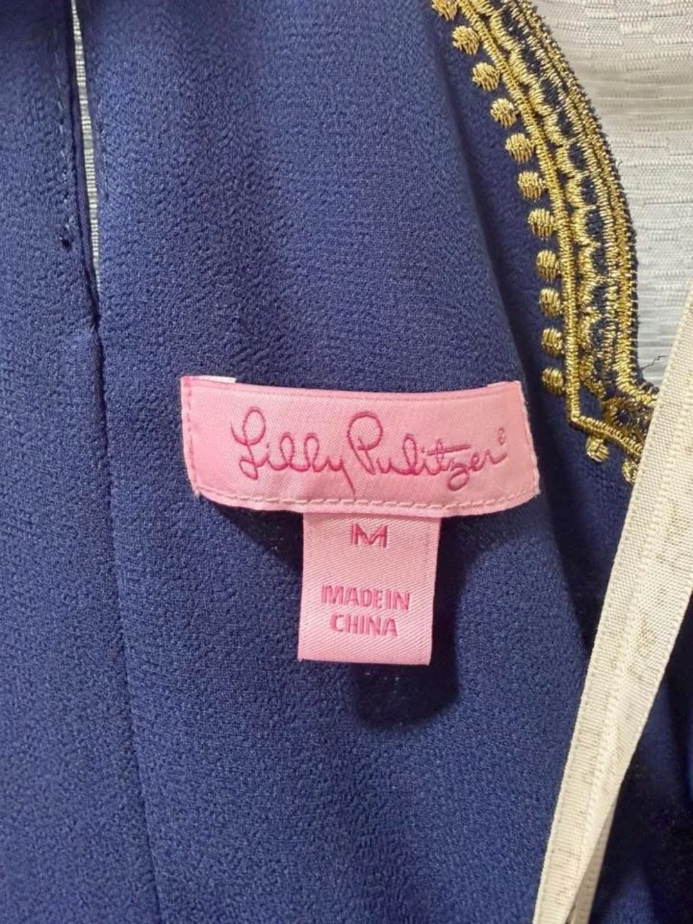 Lilly Pulitzer Navy Dress with Gold Trim